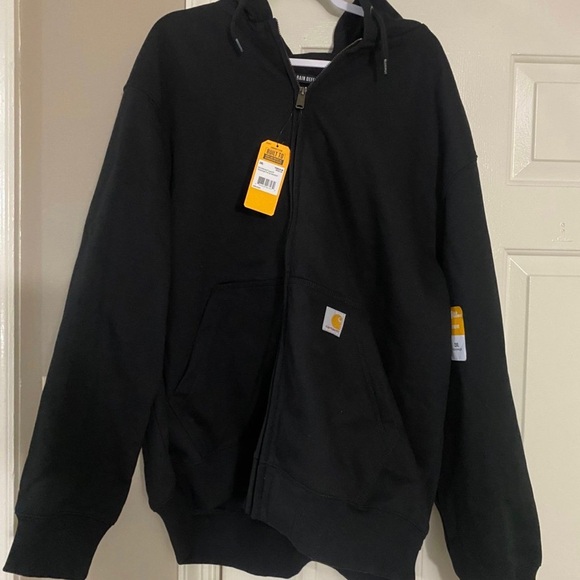 Carhartt Rain Defender Loose Fit hoodie Mens 2XL Black Full Zip Sweatshirt - Picture 1 of 5